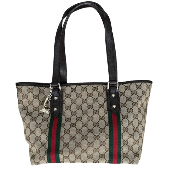 Gucci Handbags - GUCCI Brwon GG PVC Canvas and Leather Tote Bag